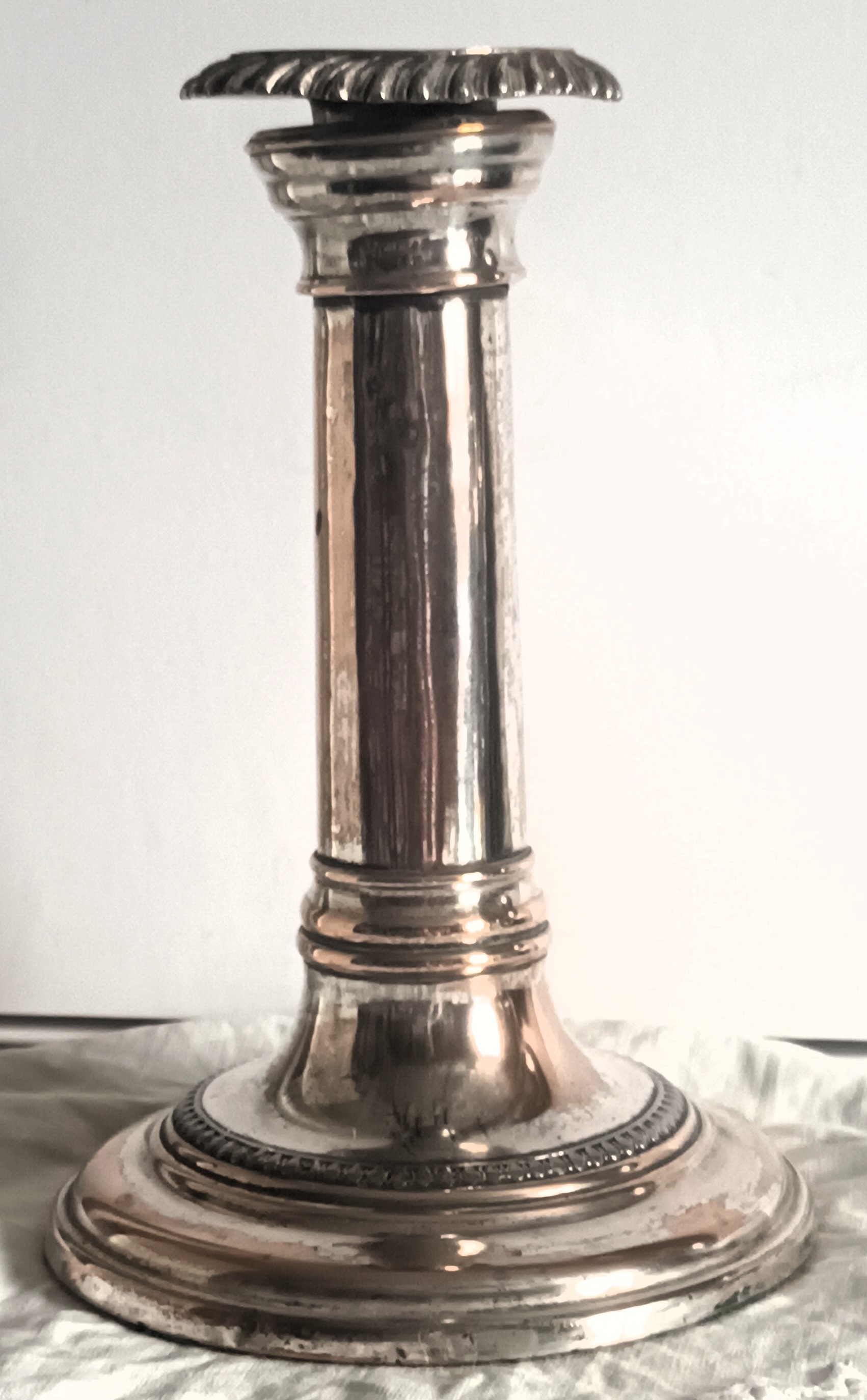 Antique English Victorian Old Sheffield Plate Candlestick - Image 3